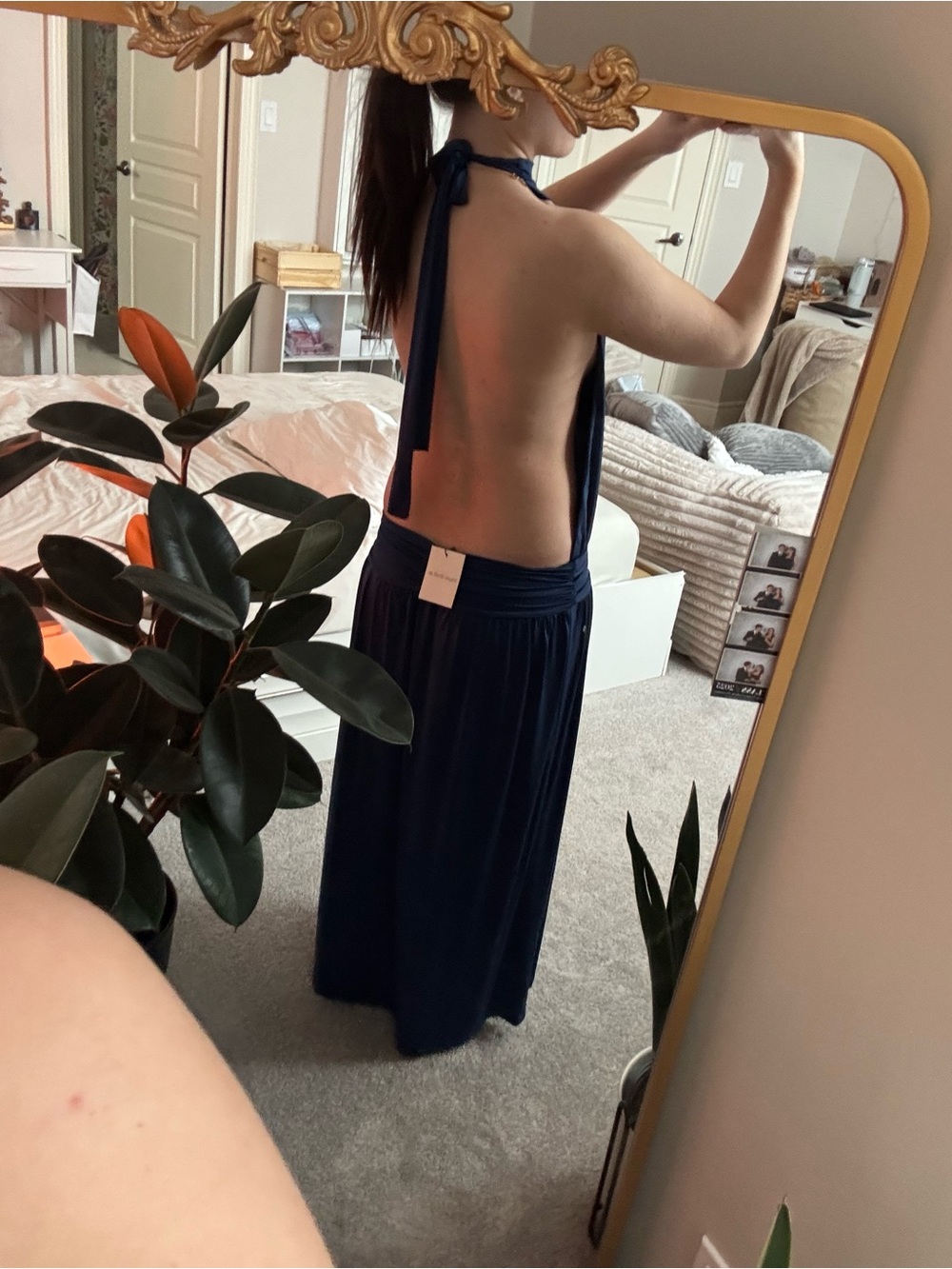 Backless Navy Halter Maxi Dress - Picture 6 of 6